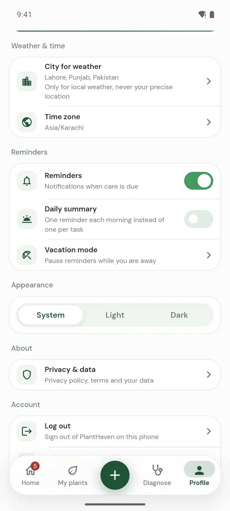 Switching PlantHaven to dark mode